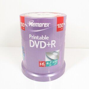 Memorex Printable DVD-R 100 Pack 16X 4.7GB 120 Minute Recordable NEW SEALED